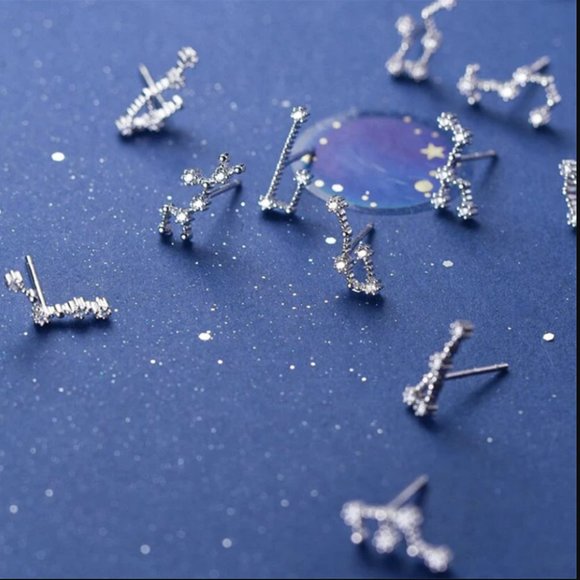 Scorpio Constellation Star Galaxy Space Astrology Zodiac Sterling Silver Earring - Picture 7 of 9